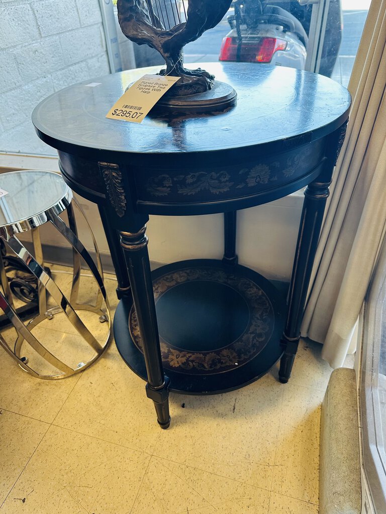 24" Round 2 Tier End Table 32" H