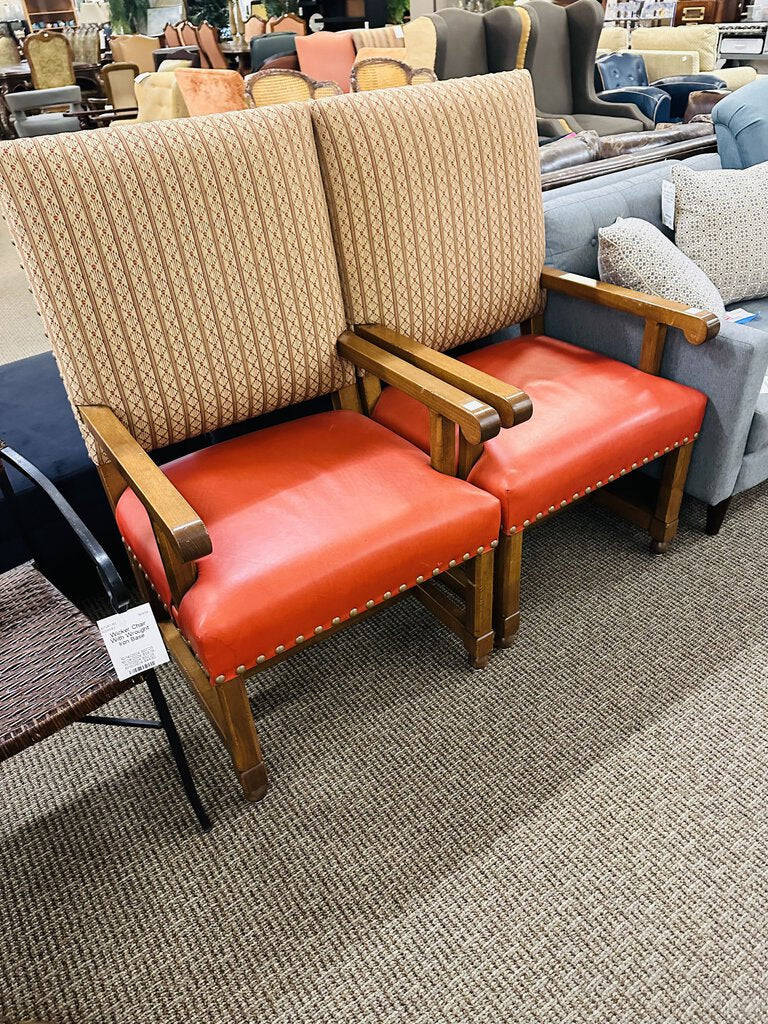 Red Leather Seat Nailhead Accent Chairs (pair)