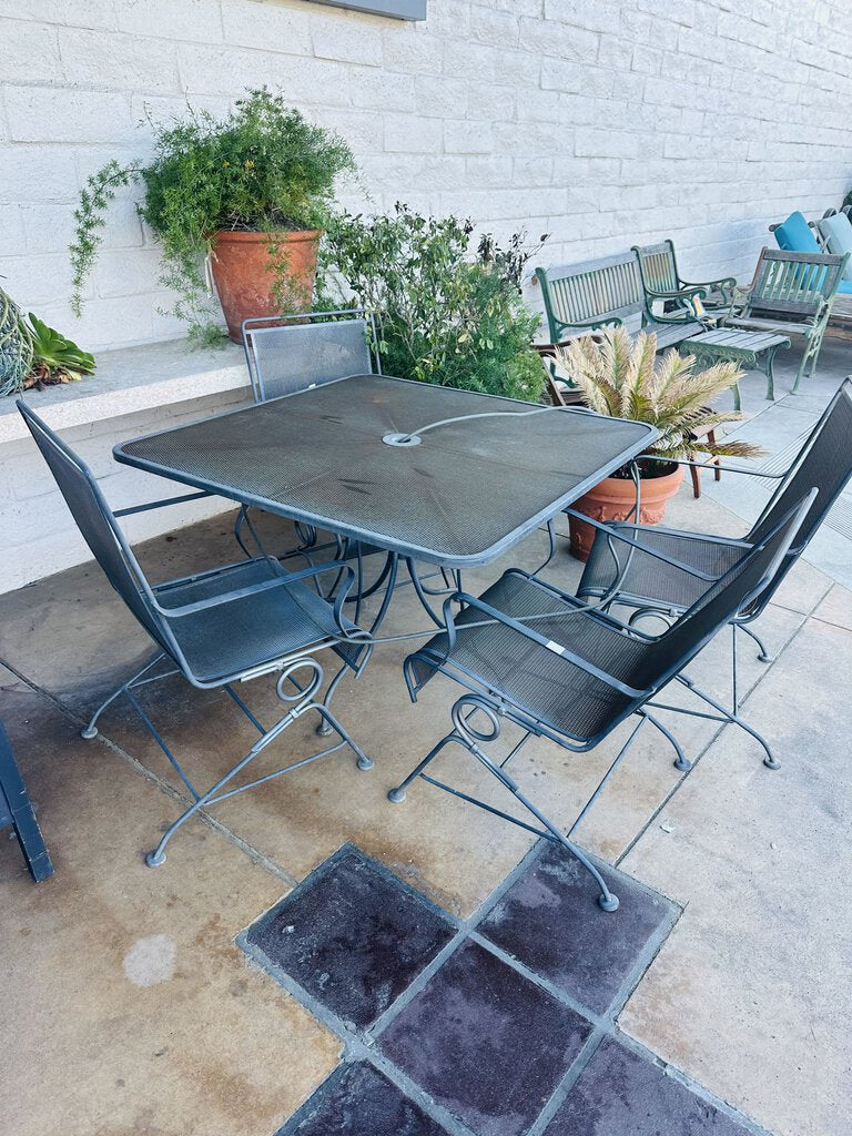 Wrought Iron Square Dining Table 42x42x29 + 4 Chairs