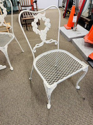 White Wrought Iron Patio Set (42" table + 4 chairs)