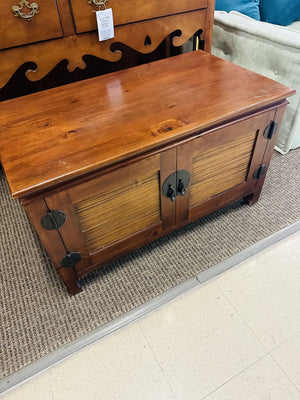 Oriental James Monte Style Koa Rattan TV Console Table