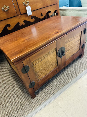 Oriental James Monte Style Koa Rattan TV Console Table