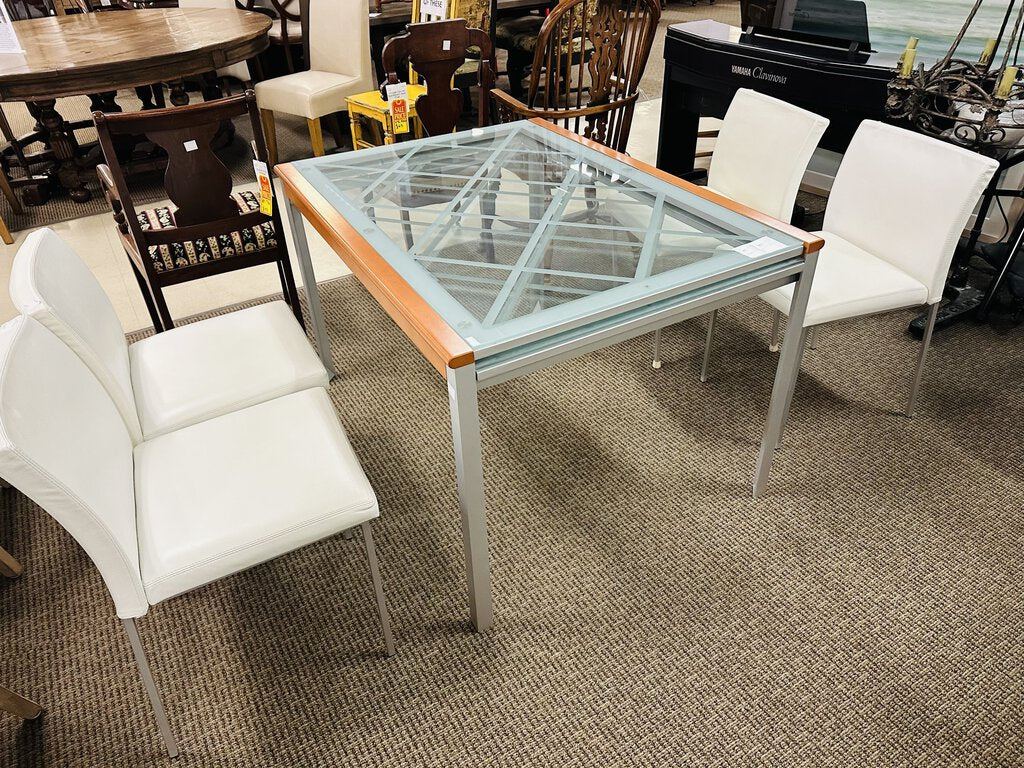 Italian Italian Extendable Glass Top Dining Table