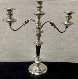 19th C. George III Sheffield Silver Plate 3 Stick Candelabra (PAIR)