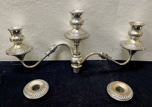 19th C. George III Sheffield Silver Plate 3 Stick Candelabra (PAIR)