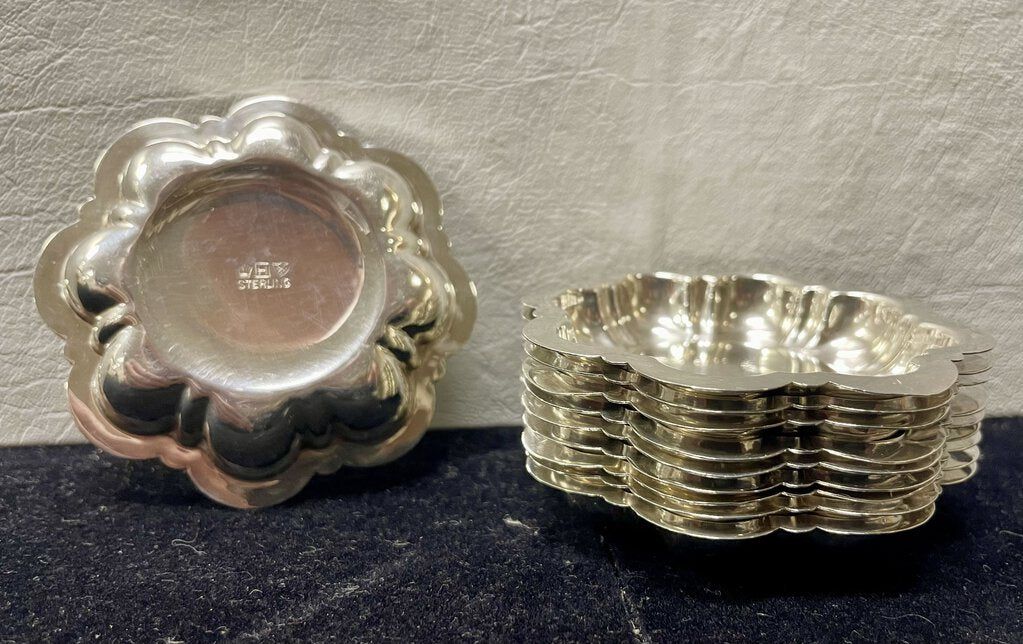 1920's M. Fred Hirsch Co. Inc. Sterling Silver 2oz. Butter Dishes (10 Set)