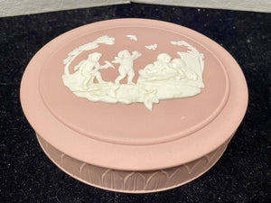 Wedgwood Pink Jasper Cupids Children at Play Oval Trinket Box