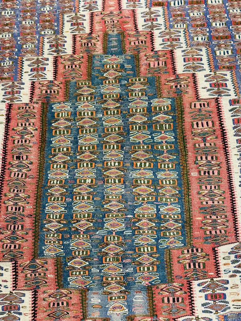 Sennah Kilim Hand Knotted Wool Rug 62x43 20th Century