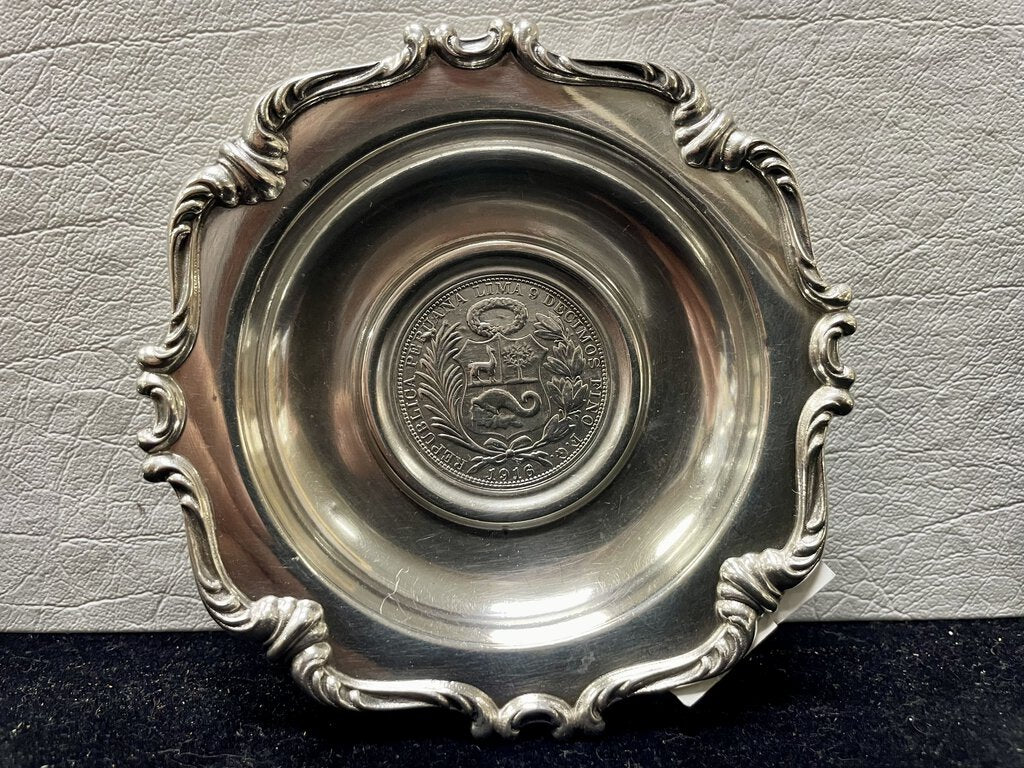 Industria Peruana Plata Esterlina 925 Camusso Silver Coin Dish