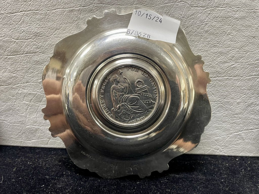 Industria Peruana Plata Esterlina 925 Camusso Silver Coin Dish