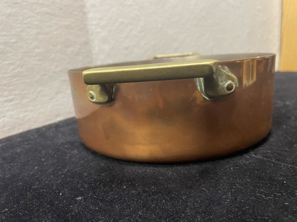 Vintage Copper Plated Stainless Steel Brass Handled Pot 2qt.