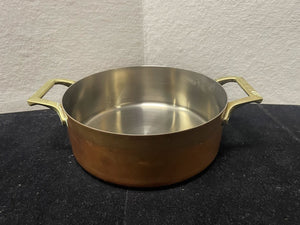 Vintage Copper Plated Stainless Steel Brass Handled Pot 2qt.