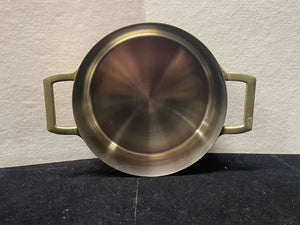 Vintage Copper Plated Stainless Steel Brass Handled Pot 2qt.