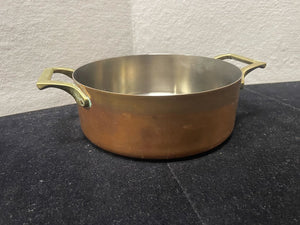 Vintage Copper Plated Stainless Steel Brass Handled Pot 2qt.