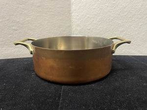 Vintage Copper Plated Stainless Steel Brass Handled Pot 2qt.