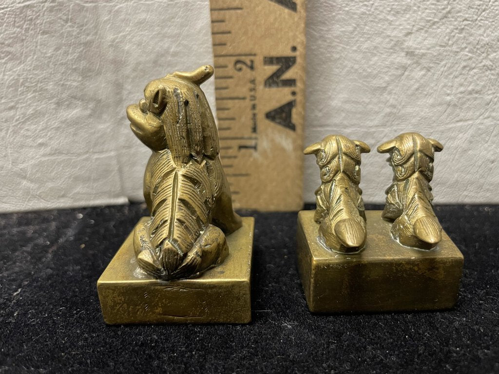 L 19th C. Chinese Qing Dynasty Bronze Food Dog Seals (PAIR)