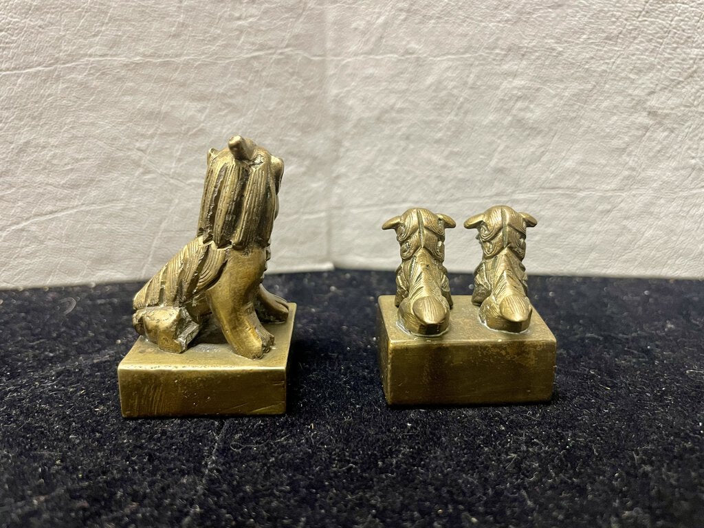 L 19th C. Chinese Qing Dynasty Bronze Foo Dog Seals (PAIR)