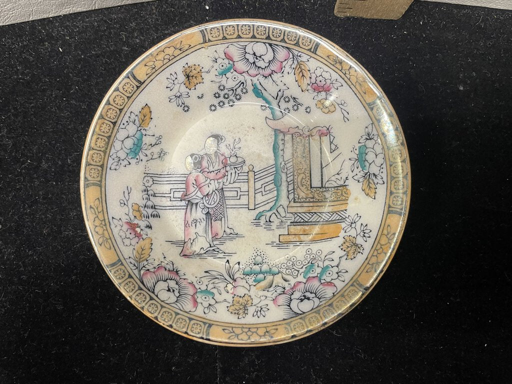 L 19th C. BW and C English Porcelain Tea House Pattern