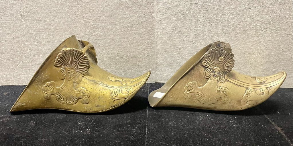 19th C. South American Spanish Colonial Brass Horse Saddle Stirrups (PAIR)