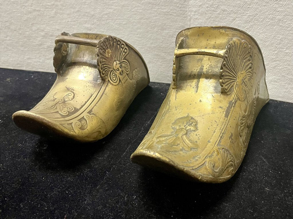 19th C. South American Spanish Colonial Brass Horse Saddle Stirrups (PAIR)