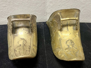 19th C. South American Spanish Colonial Brass Horse Saddle Stirrups (PAIR)