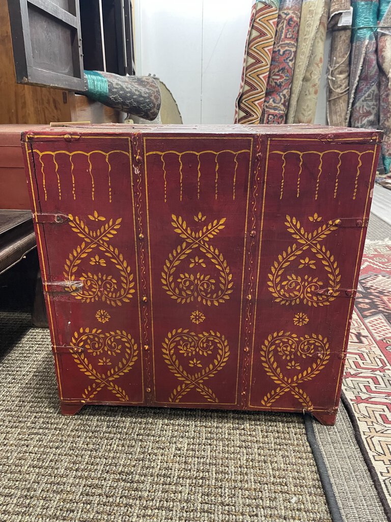 19th C. Chinese Queen Anne Style Red Lacquered Solid Rosewood 4 Chest of Drawers