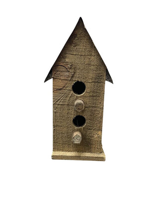 Folk Art Craft Home Made Bird House 9.75"