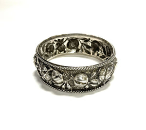 Spanish AG Silver Pomegranate Design Bangle Bracelet