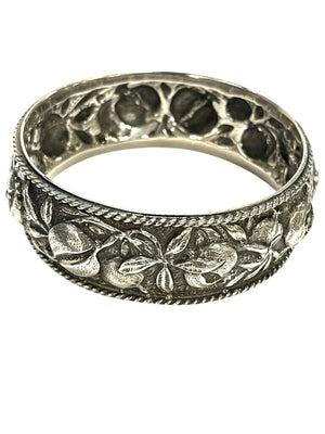 Spanish AG Silver Pomegranate Design Bangle Bracelet by Miss Daisy's Consignment & Auction House