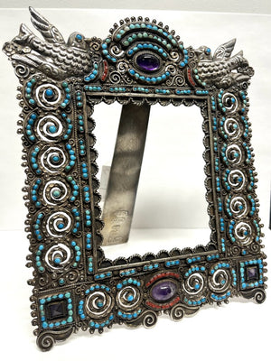 Matilde Mexico MATL Silver Turquoise Coral & Amethyst Frame