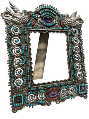 Matilde Mexico MATL Silver Turquoise Coral & Amethyst Frame