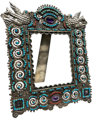 Matilde Mexico MATL Silver Turquoise Coral & Amethyst Frame by Miss Daisy's Consignment & Auction House