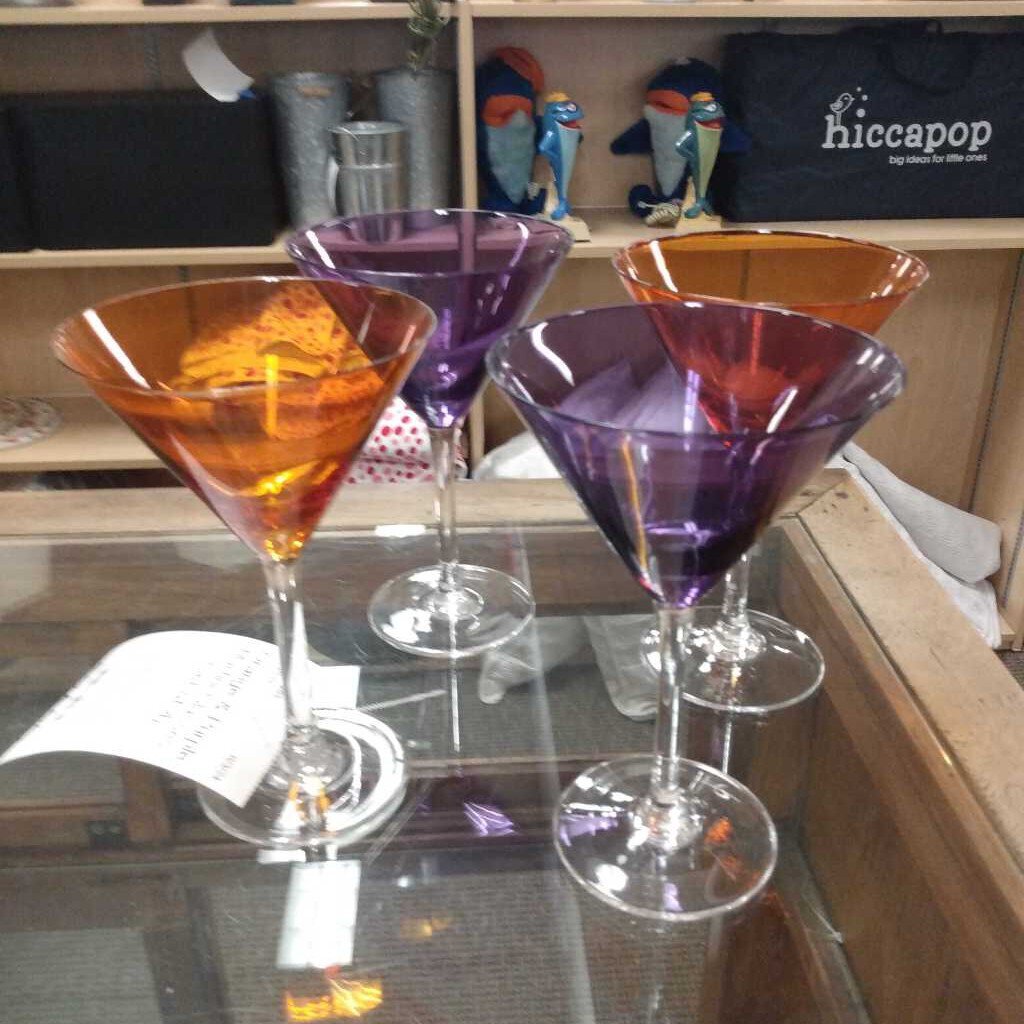 Orange & Purple Martini Glasses (set of 4)