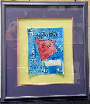 Paul Klee Style The Red Goat Paul 97' Original Painting