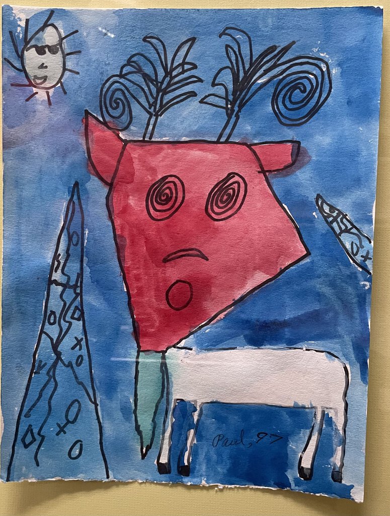 Paul Klee Style The Red Goat Paul 97' Original Painting