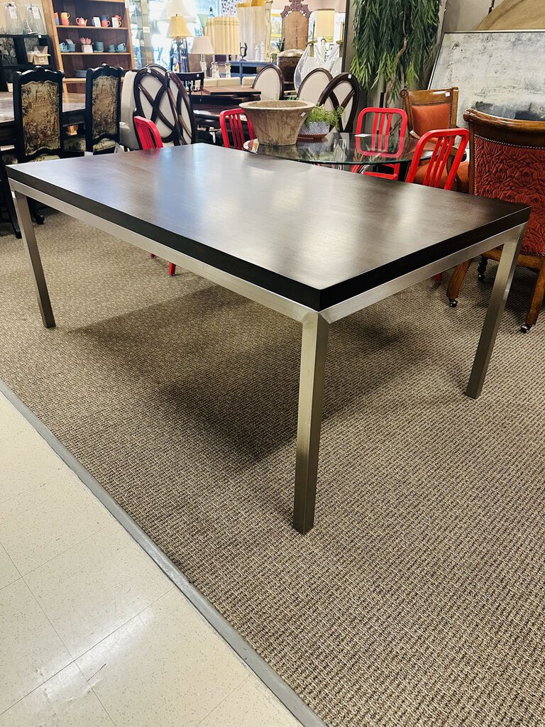 Crate & Barrel Wood / Chrome Dining Table 42x72x30.5