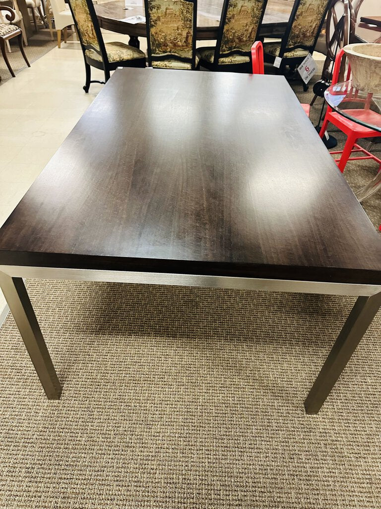 Crate & Barrel Wood / Chrome Dining Table 42x72x30.5