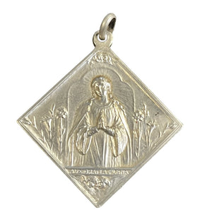 Sterling Jesus Medallion Two Sided Square 1.5"x1.5"