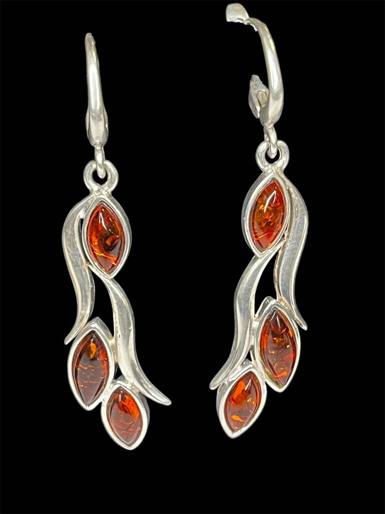 Sterling Amber Dangle Earrings