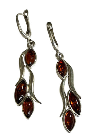 Sterling Amber Dangle Earrings