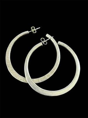 Hammered Sterling Silver Hoop Earrings