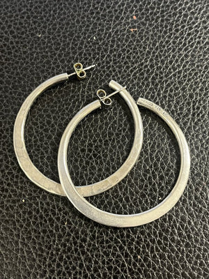 Hammered Sterling Silver Hoop Earrings