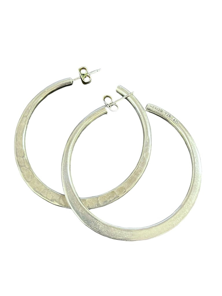 Hammered Sterling Silver Hoop Earrings