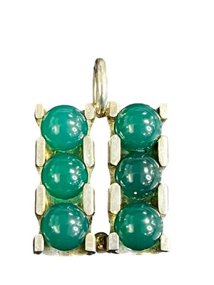 Sterling Chrysoprase Double Row Pendant