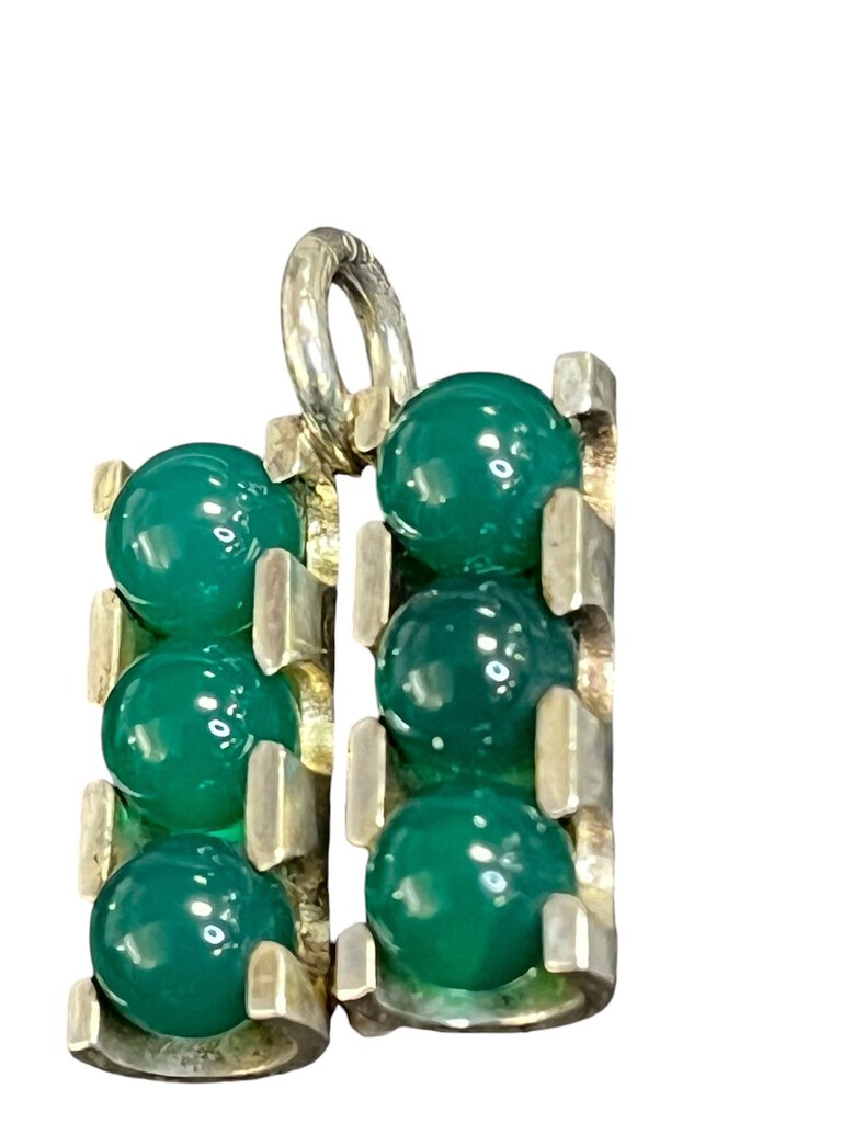 Sterling Chrysoprase Double Row Pendant