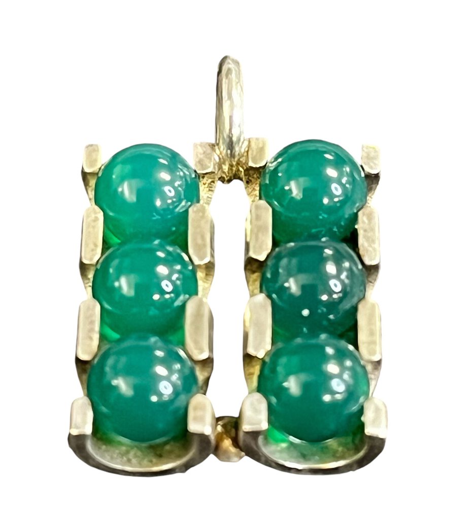 Sterling Chrysoprase Double Row Pendant