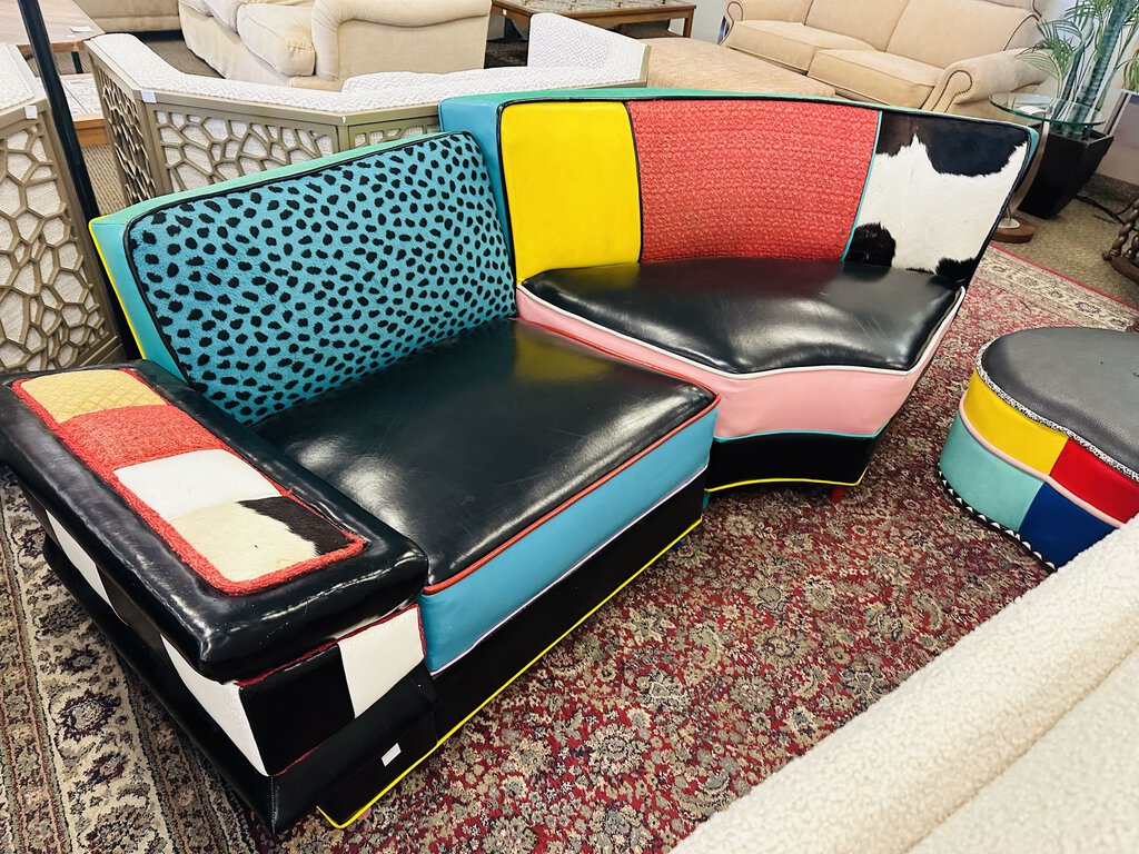 Custom Leather Sofa With Ottoman