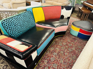 Custom Leather Sofa With Ottoman