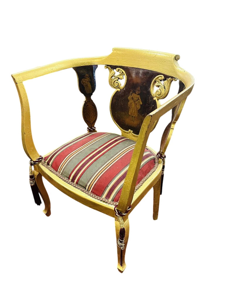 Late 19th Century French Louis XV Style Gilt Parlor Chair by Miss Daisy's Consignment & Auction House