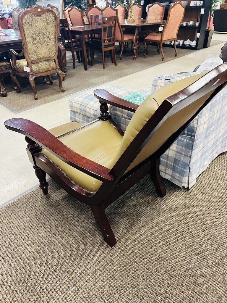 Plantation Leather Chair With Ottoman